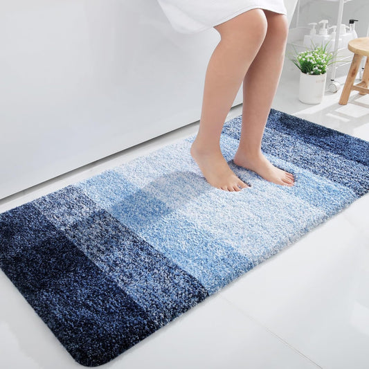 OLANLY Large Bathroom Rugs - Extra Soft Microfiber Mat 40x24 | Quick Dry & Machine Washable, Navy