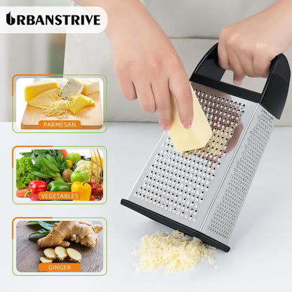 Urbanstrive Cheese Grater - Stainless Steel Box Grater with Container | Dishwasher Safe Kitchen Tool