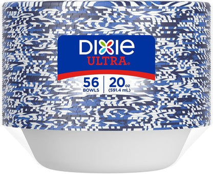Dixie Ultra Large Paper Bowls - 20 Oz, 56 Count | Microwave Safe & Compostable for All Meals