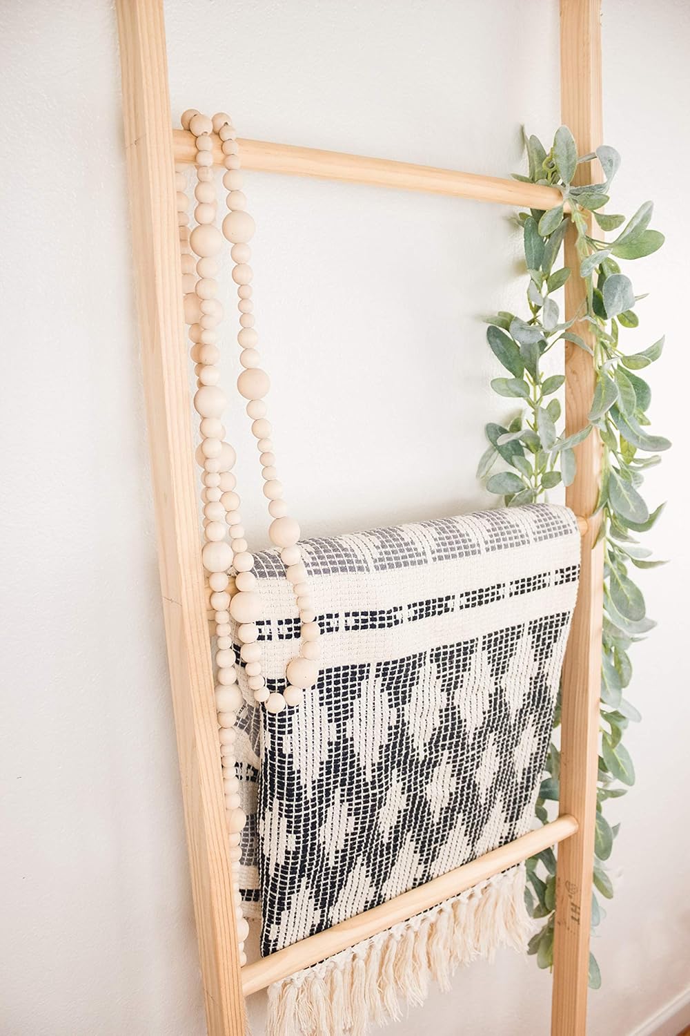 Skiennix 7ft Wood Bead Garland - Rustic Farmhouse Home Decor for Holiday & Christmas | Boho Wall Hanging