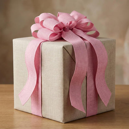Skiennix Baby Pink Large Bow - 11x21 Inch Linen Texture Wired Ribbon for Wreaths & Decor
