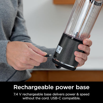 Ninja Blast Portable Blender - Cordless 18oz Personal Blender for Smoothies & Shakes | BPA-Free, Leakproof, USB-C Rechargeable, Black Glitter