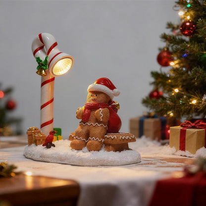 Skiennix Christmas Gingerbread Man Figurines - Cute Indoor Home Decor for Table Top & Fireplace
