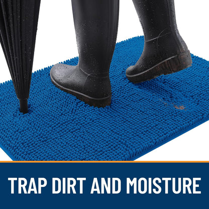 OLANLY Dog Door Mat - Absorbent Non-Slip Washable Doormat for Muddy Paws | 70x35 Deep Navy Blue