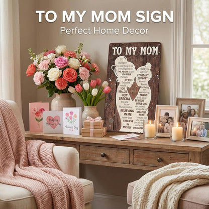 To My Mom Sign - Heartfelt 'I Love You' Gift | Home Decor for Kitchen, Bedroom, Office - 12" x 8"