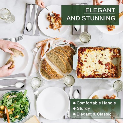 CEKEE Stainless Steel Silverware Set - 80 Pieces Flatware with Serving Utensils for 12 | Heavy-Duty, Dishwasher Safe