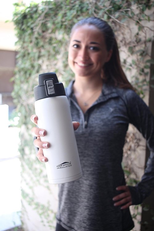 Aquatix Stainless Steel Sports Water Bottle - 21 Ounce, Arctic White, Double Wall Insulated | Keeps Drinks Cold 24H, Hot 6H