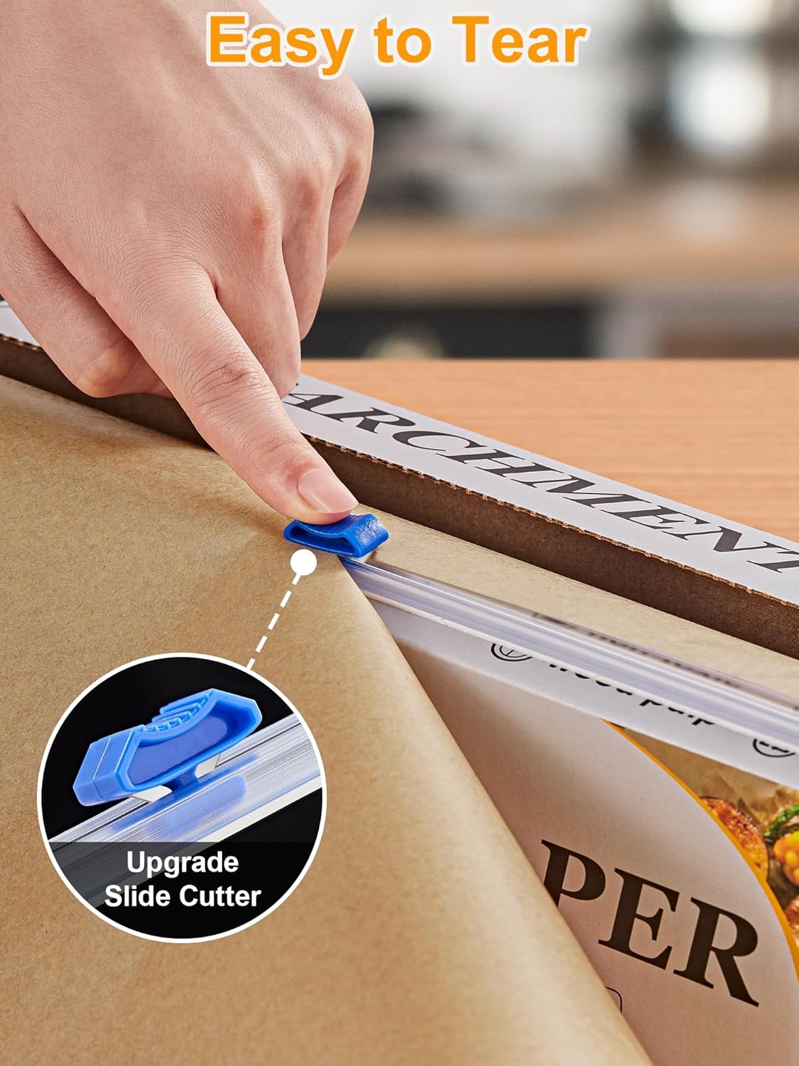 SMARTAKE Parchment Paper Roll - Non-Stick Unbleached Baking Paper, 12" x 240 ft with Slide Cutter