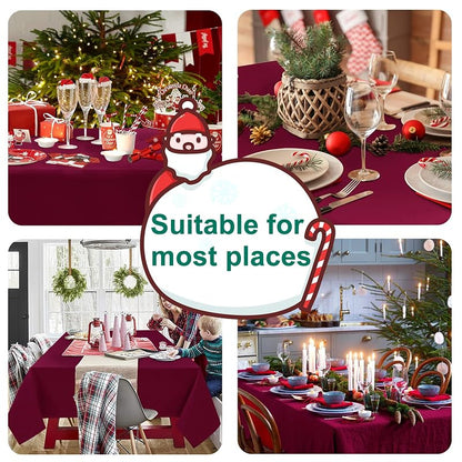 2 Pack Burgundy Tablecloth 54 x 80 Inch - Rectangle Polyester Spillsafe