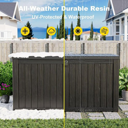 DRATO Outdoor Storage Box - 180 Gallon Waterproof Resin Container | Lockable & UV-Resistant for Patio Cushions & Garden Tools (Black)