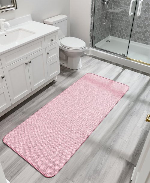 Bosap Bath Mat,Ultra Thin Bathroom Runner Rugs,Large Bath Mats for Bathroom,Quick Dry,Non-Slip,Machine Washable,Low Pile,Bath Rug,Shower Outside,Sink,Home Decor Accessories.Pink,3'x4'(36x48inch)