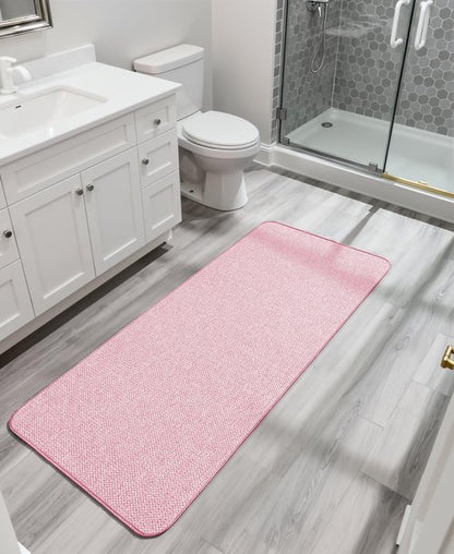 Bosap Bath Mat,Ultra Thin Bathroom Runner Rugs,Large Bath Mats for Bathroom,Quick Dry,Non-Slip,Machine Washable,Low Pile,Bath Rug,Shower Outside,Sink,Home Decor Accessories.Pink,3'x4'(36x48inch)