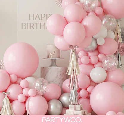 PartyWoo Baby Pink Balloons - 155-Piece Arch Kit with Various Sizes for Baby Shower & Birthday Decor