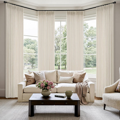 MIULEE Pinch Pleated Linen Curtains - 90-Inch Ivory Cream Semi-Sheer Drapes | 4 Panels for Privacy