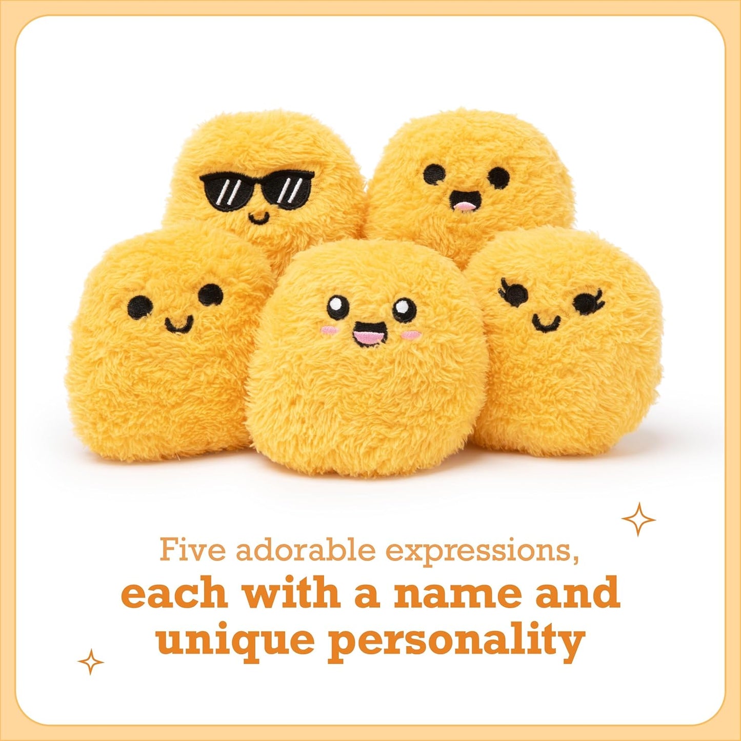 Relatable Emotional Support Chicken Nuggets - Cuddly Plush Toys Set with 5 Stuffed Animals & Basket