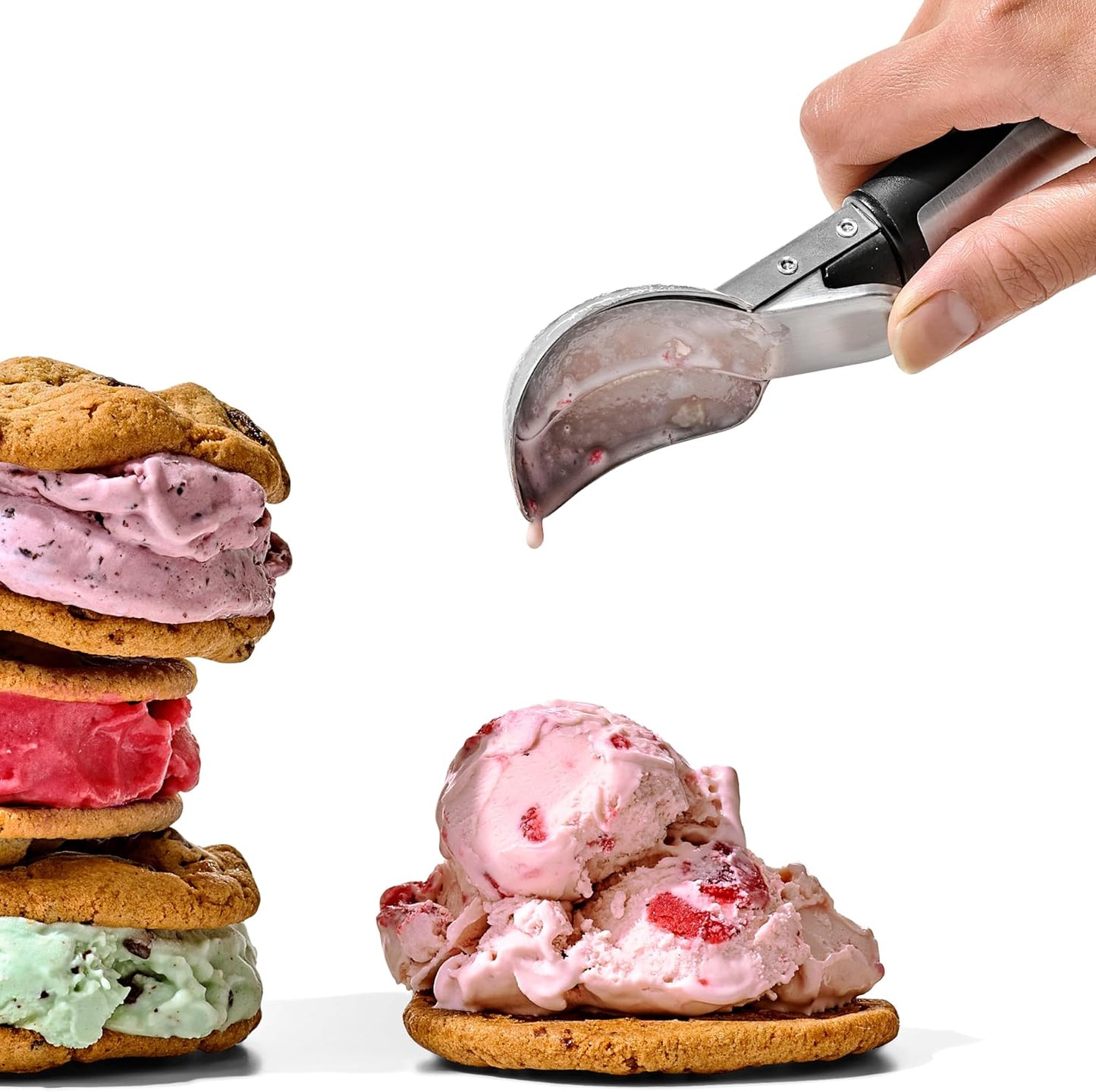 OXO Steel Ice Cream Scoop - Effortless Lever Design for Perfect Scoops Every Time