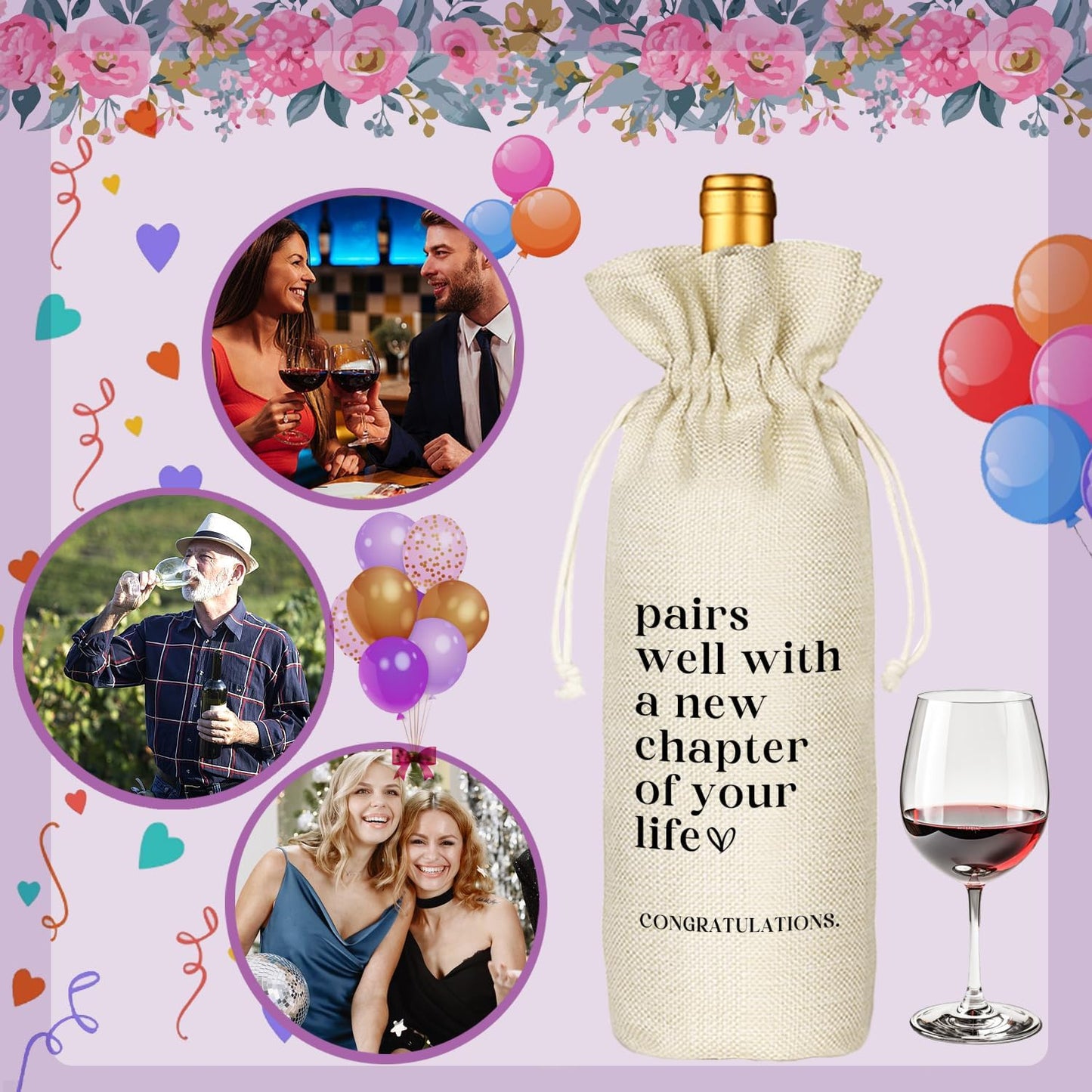 TBITON New Job Gifts, Farewell Gifts for Coworkers,New Beginning Gifts, Wine Gift Bags Going Away Gift for Friends Coworker Boss, Pairs Well With A New Chapter of Your Life (Beige-NEW JOB02)
