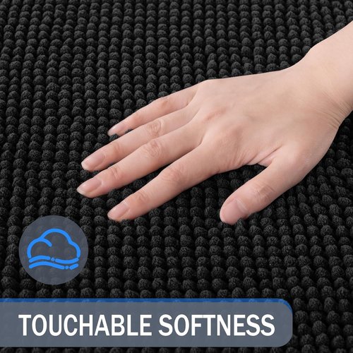 Exclusivo Mezcla Bathroom Rugs - Extra Soft Chenille Mat, Quick Dry & Machine Washable | 24x36, Black