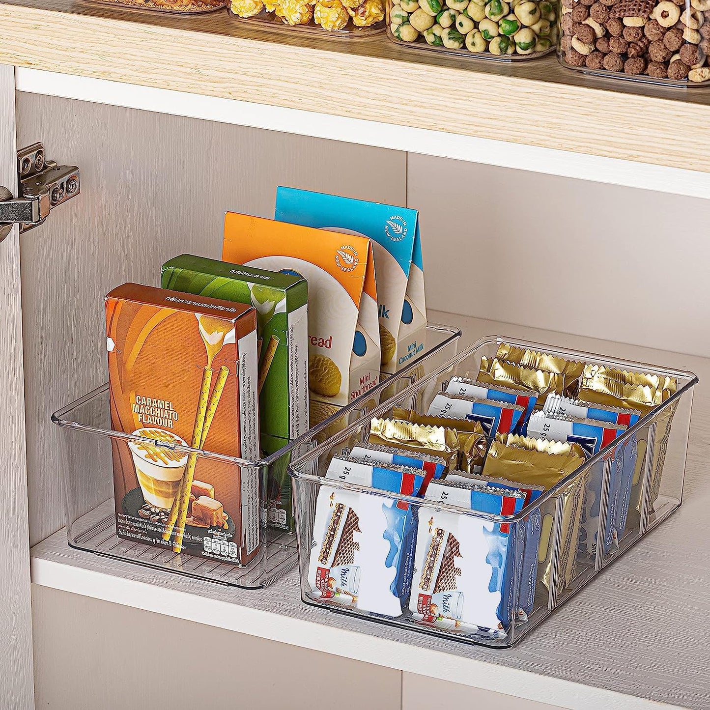 Vtopmart Food Storage Organizer Bins - 8 Pack Clear Plastic for Pantry, Kitchen & Fridge | 4 Compartment Design