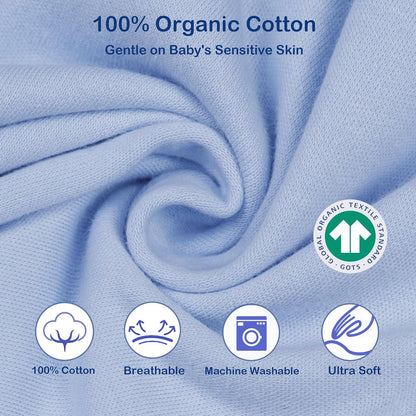 Skiennix Baby Sleep Sack Swaddle - 3-Way Adjustable 100% Organic Cotton | 2 Pack for 3-6 Months (Blue & Grey)