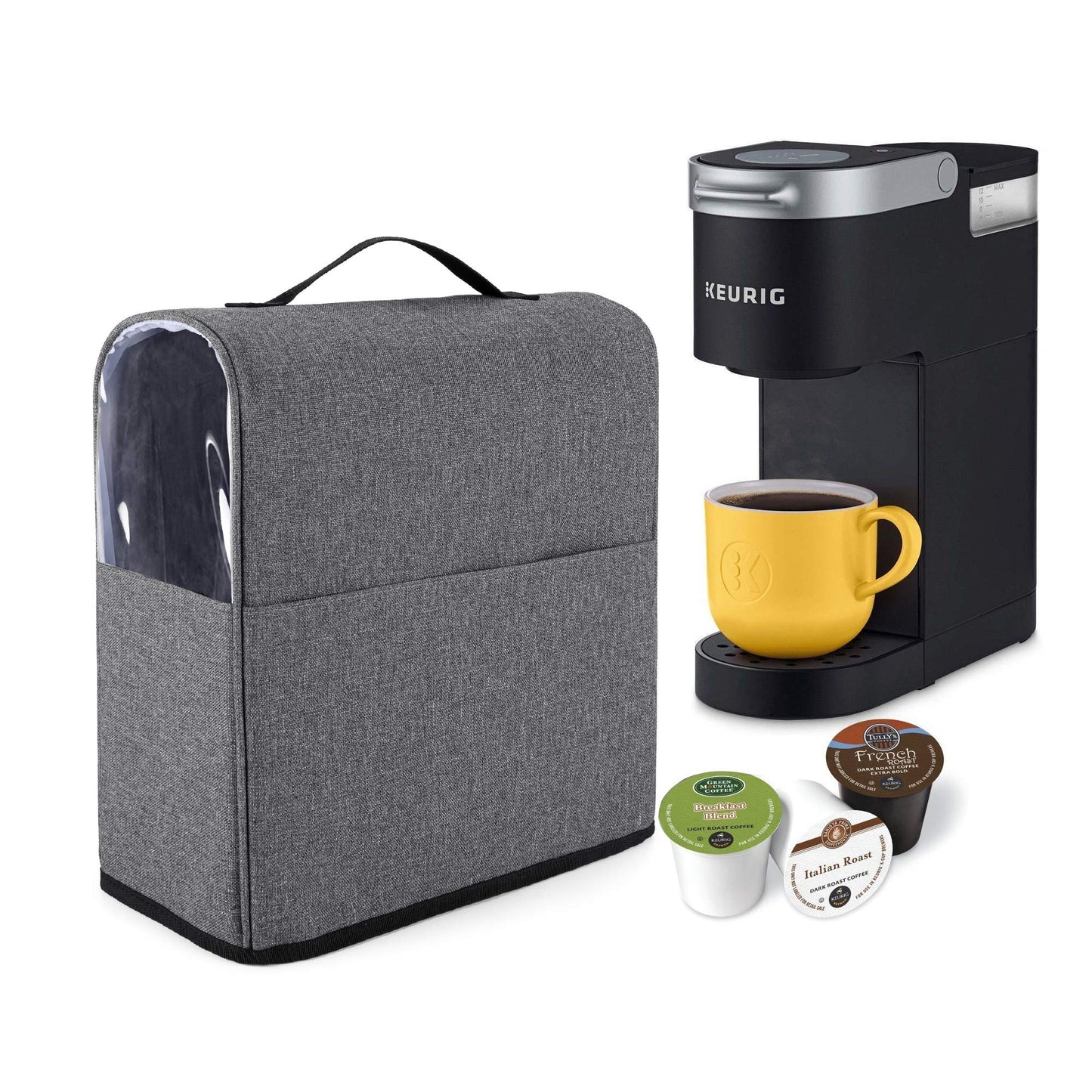 CURMIO Coffee Maker Dust Cover Compatible for Keurig K-Mini and K-Mini Plus, Coffee Making Machine Cover with Pockets for K Cup, Cover Only