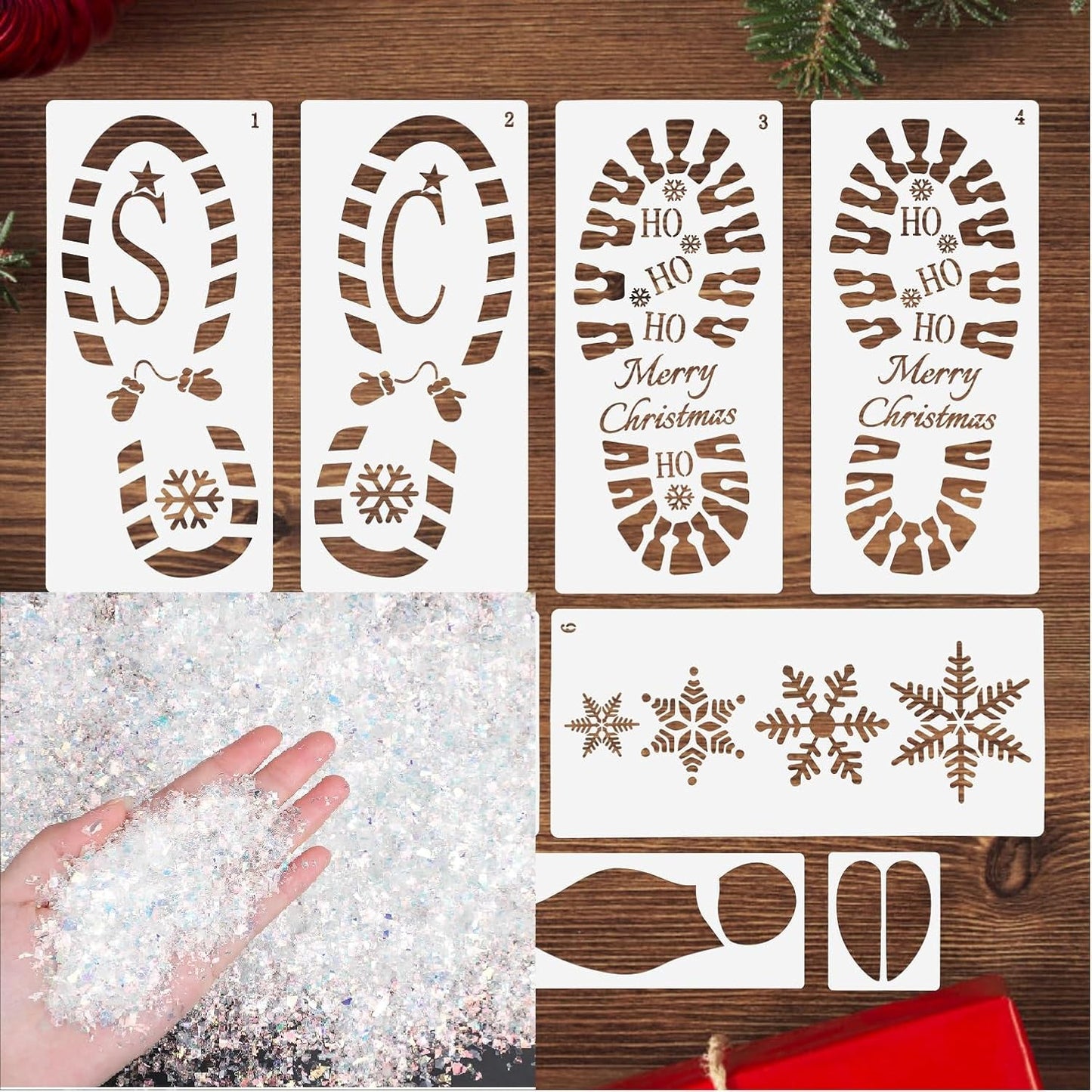 Santa Footprint Stencil by Christmas | Create Magical Holiday Decor with Fake Snow | Perfect for Crafting