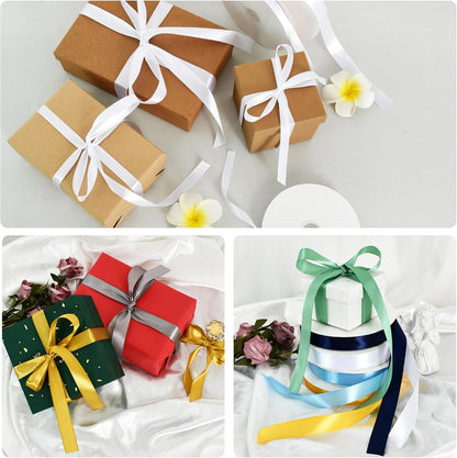TONIFUL 7/8 Inch x 100yds White Satin Ribbon Thin Solid Frabic Ribbons for Gift Wrapping, DIY Crafts Bows, Invitations, Floral Bouquets, Christmas Wedding Party Valentine's Decor,Halloween