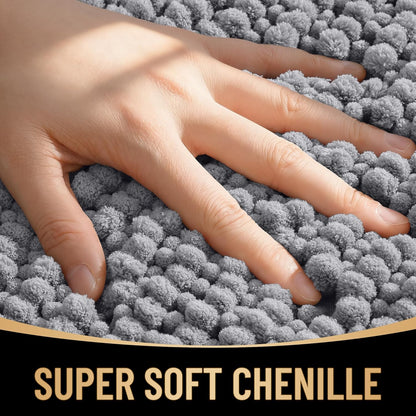 OLANLY Thick Bathroom Rugs - Extra Soft Chenille Bath Mats | 30x20, Absorbent, Rubber Backing, Grey