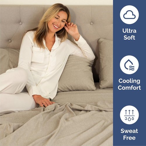 Cal King Size Sheet Set by Hotel Luxury | 4-Piece Comfy, Breathable & Cooling Bedding - Beige
