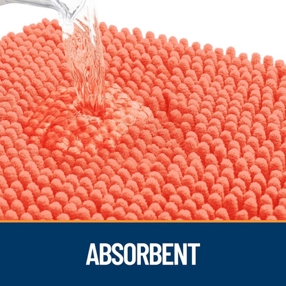 OLANLY Dog Door Mat - Absorbent Non-Slip Washable Chenille Mat for Muddy Paws | 59x32 Coral