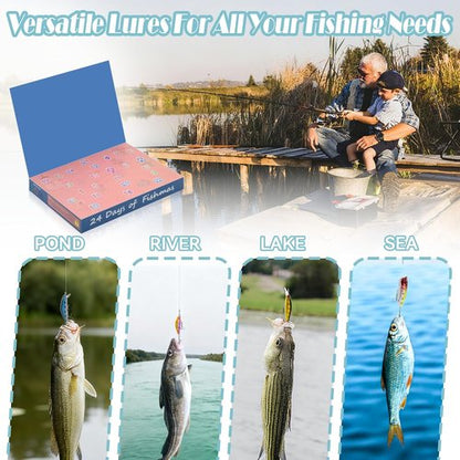 Advent Calendar 2025 - 24 Days Christmas Countdown Fishing Lures Set | Perfect Gifts for Teens & Adults