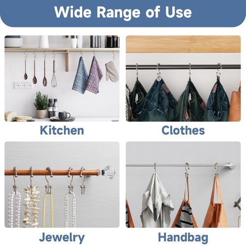 Titanker Shower Curtain Hooks Rings, Rust Resistant Metal Double Glide Shower Hooks Rings for Bathroom Shower Rods Curtains, Set of 24 Hooks - Matte Nickel