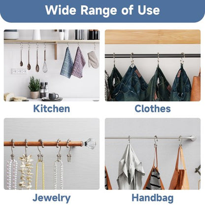 Titanker Shower Curtain Hooks Rings, Rust Resistant Metal Double Glide Shower Hooks Rings for Bathroom Shower Rods Curtains, Set of 24 Hooks - Matte Nickel