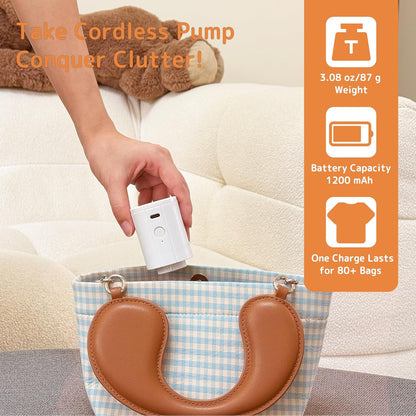 Travel Vacuum Bags - 12 Pack Compression Bags with Rechargeable Mini Pump for Luggage & Suitcase