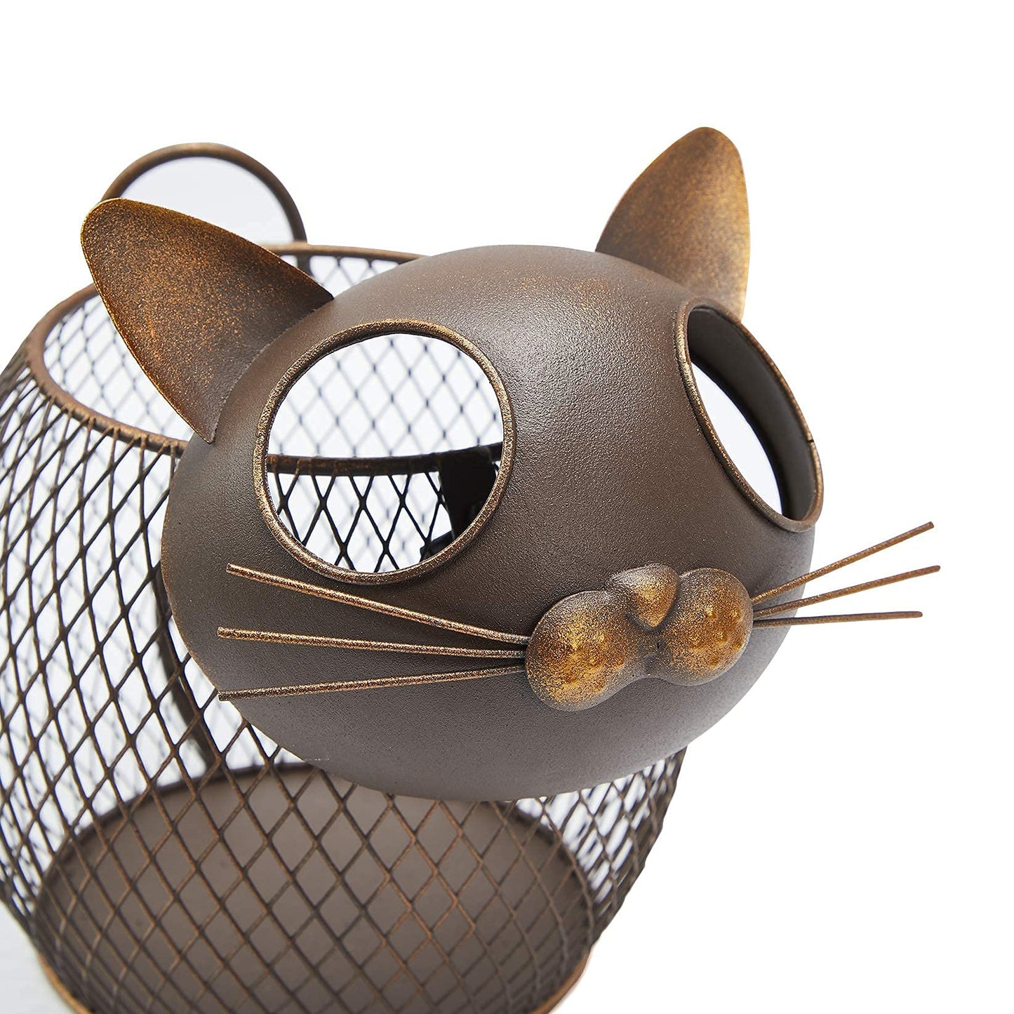 Aayla Cat K Cup Holder Metal Novelty Cat Coffee Pod Canister Large Capacity Basket Coffee Organizer for Kitchen Office and Coffee Bar