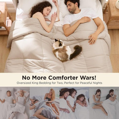 Bedsure Comforter Duvet Insert - Oversized King Size, All-Season GentleSoft Down Alternative, Beige 116 x 98 Inches