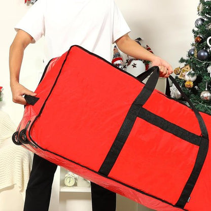 HOMEST Christmas Tree Storage Bag - Zippered, Reinforced Handles & Wheels for 4.5-7 ft Trees | Red