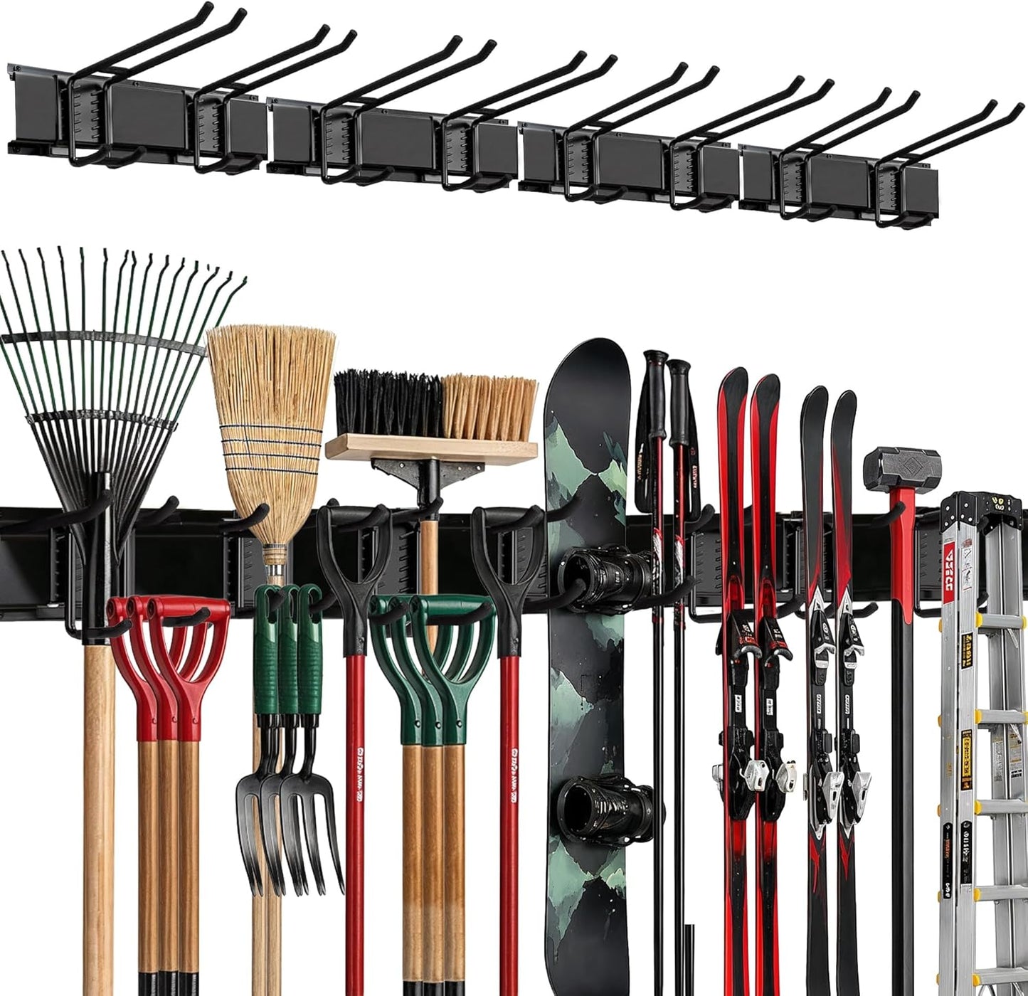 TIDYME Garage Wall Organizer - 64" Heavy-Duty Tool Storage Rack | Adjustable Double-Layer Hooks | 400 lbs Capacity