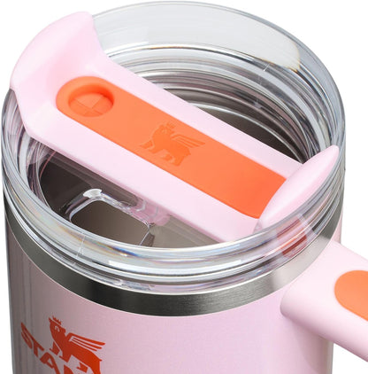 STANLEY Quencher H2.0 Tumbler - 20 oz Insulated Stainless Steel with Handle & Straw | BPA-Free | Rose Petal Shimmer