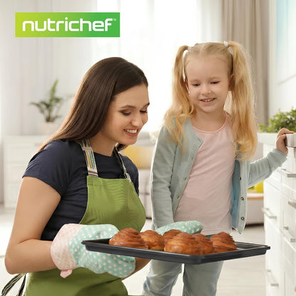 NutriChef 8-Piece Nonstick Bakeware Set - Premium Steel Baking Pans for Cakes, Muffins, Brownies & More - Black