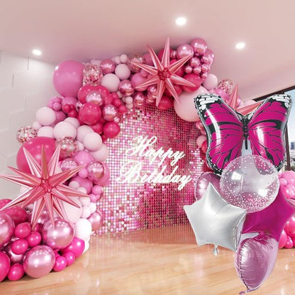 Butterfly Foil Balloon Set by [Brand Name] - 6 Pink & White Balloons with Polka Dots