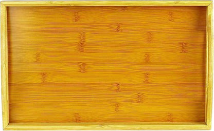 Home It Bamboo Tray with Large Handles - Versatile Ottoman Tray for Coffee, Tea, Breakfast, and More
