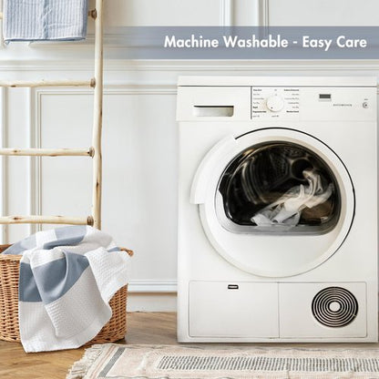 Madison Park Spa Waffle Shower Curtain Pieced Fabric with 3M Scotchgard Moisture Management, Premium Spa Quality Modern Shower Curtains for Bathroom, Standard 72x72, Indigo Blue