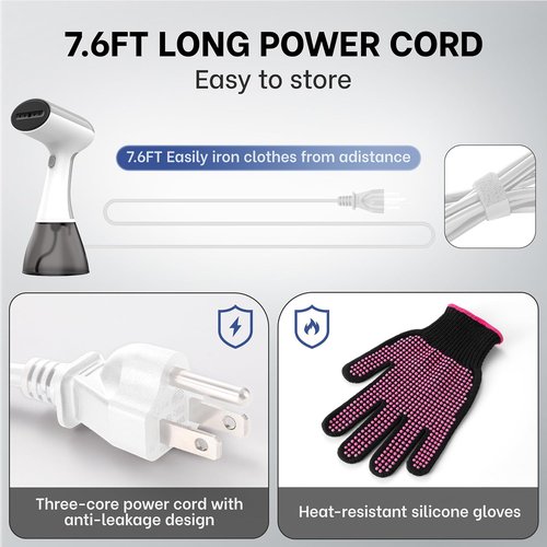 GS01 Handheld Clothes Steamer - 1500W High Power, 400ml Water Tank, Fast 20S Heat-Up, Portable Design