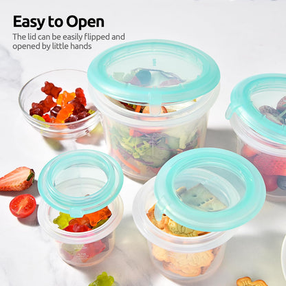U-Taste Silicone Food Storage Containers Set - Airtight Meal Prep Boxes | Freezer & Microwave Safe, 2oz/4oz/8oz/16oz, Aqua Sky