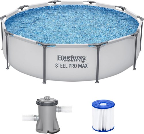 Bestway Steel Pro MAX 10' x 30" Above Ground Pool - Durable Round Metal Frame with Filter Pump & Cartridge