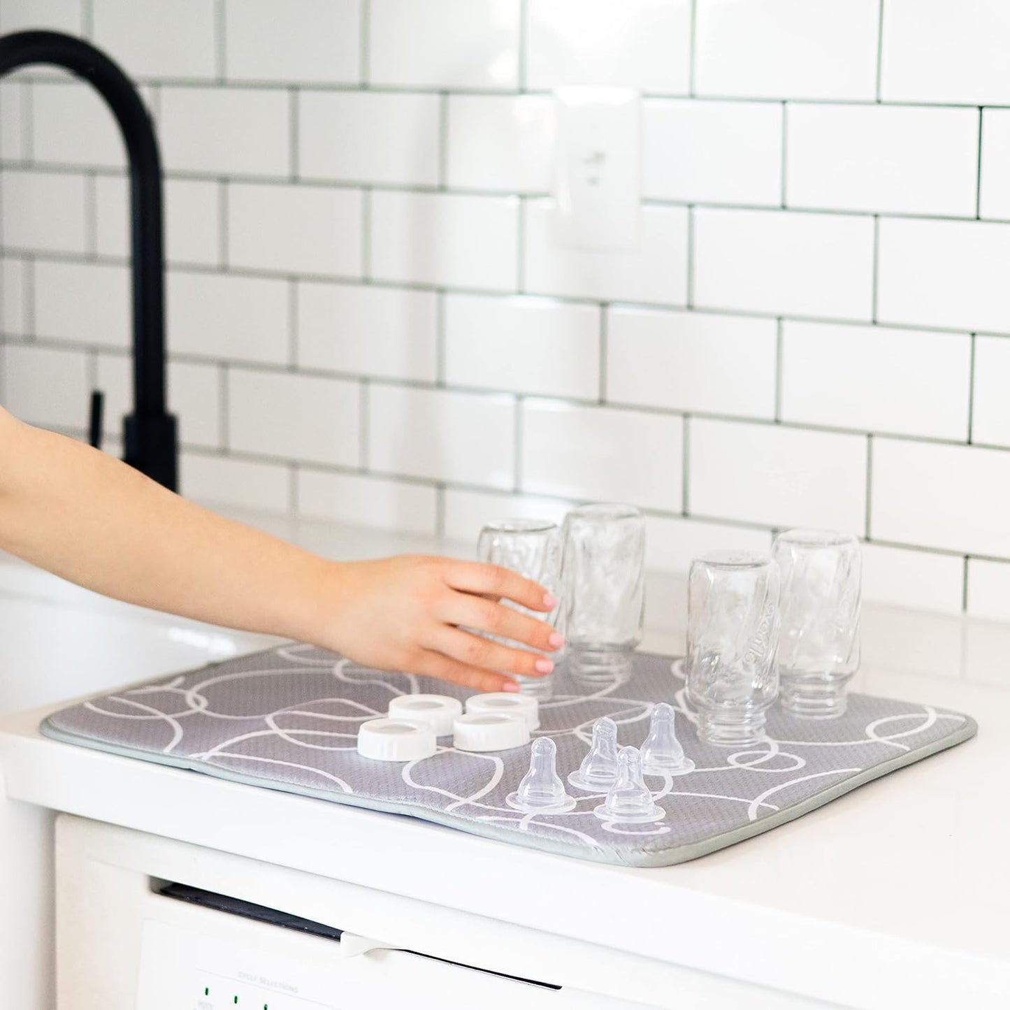 Ubbi Microfiber Dish Drying Mat - Baby Bottle & Kitchen Counter Mat Set | Pack of 2