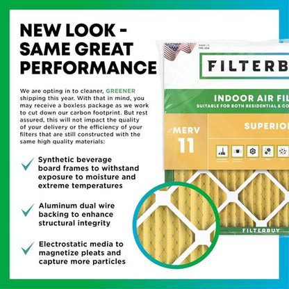 Filterbuy 20x20x1 Air Filter - MERV 11 Pet & Allergy Defense | 4-Pack Electrostatic Pleated HVAC Filters