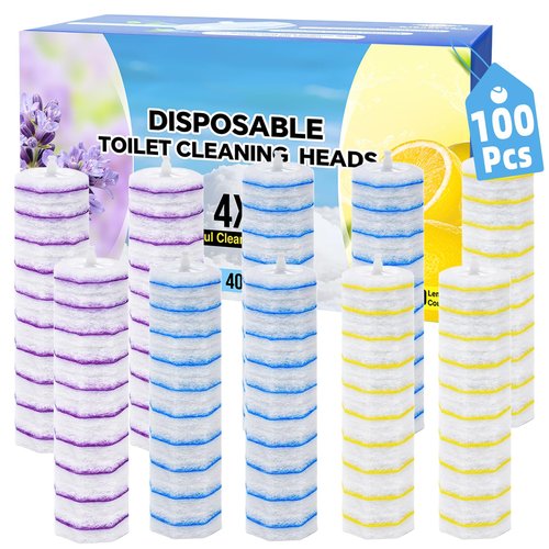 100 Count Toilet Wand Refills for Clorox, 4X Cleaning Power Toilet Bowl Cleaner Refill Pads for Clorox Wand System, Disposable Toilet Brush for Bathroom Cleaning，Light Scent