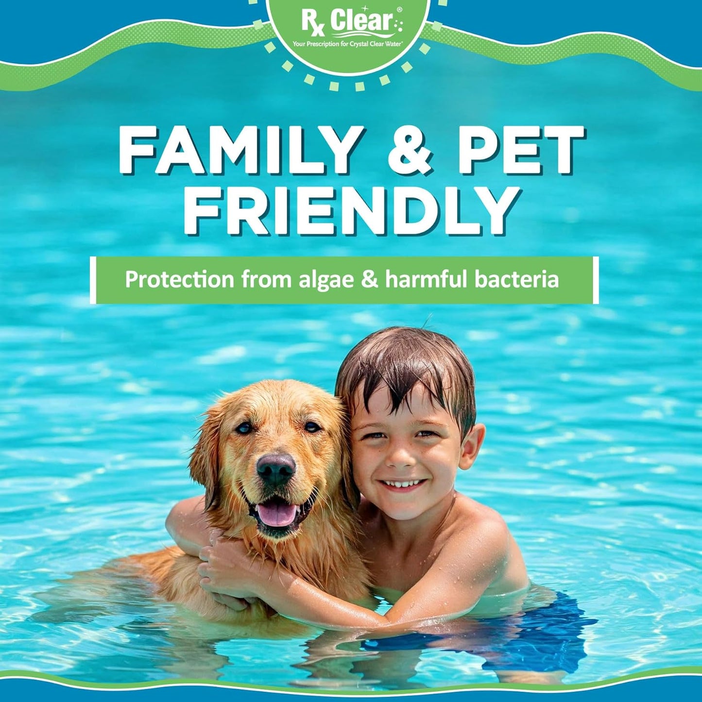 Rx Clear Chlorine Tabs - 3 Inch Stabilized Tablets for Pool Sanitization | 5 Pounds | Long Lasting & UV Protected